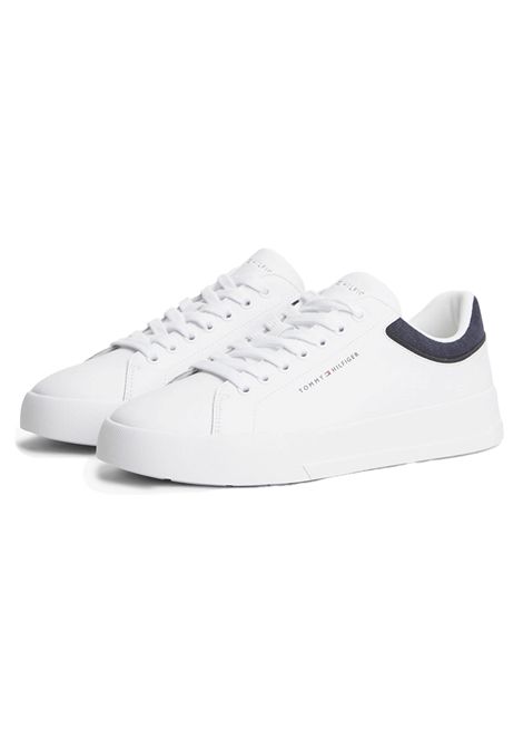 Tommy Hilfiger Court Core Leather Mix Collar Shoes White Men TOMMY HILFIGER | Sneakers | FM0FM05970-YBS